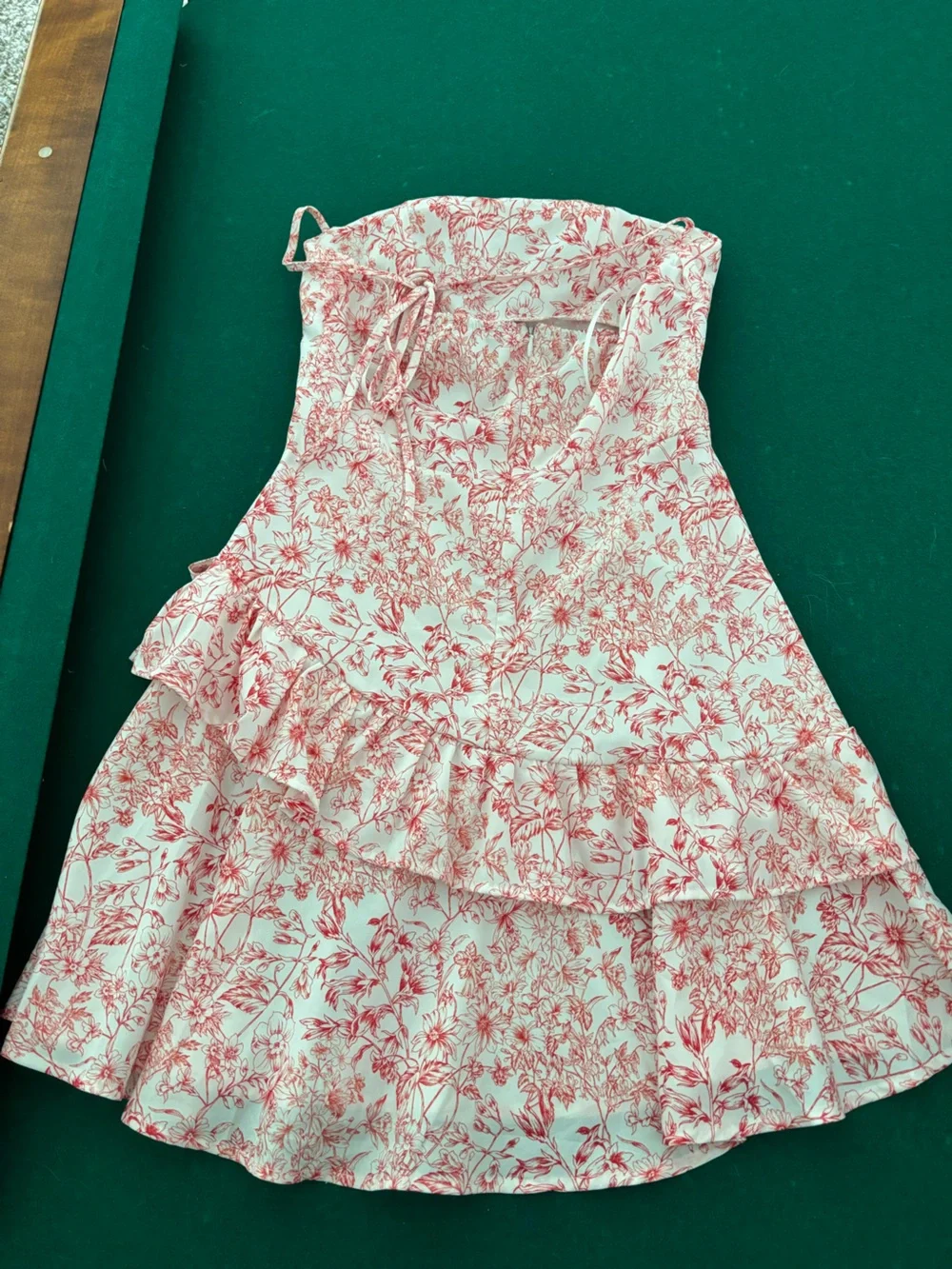 Red Floral Print Ruffled Dress - Picture 2 of 2